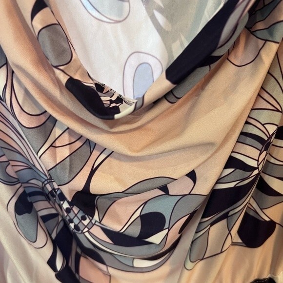 Light pink and blue print midi dress size large NWOT - Picture 6 of 9